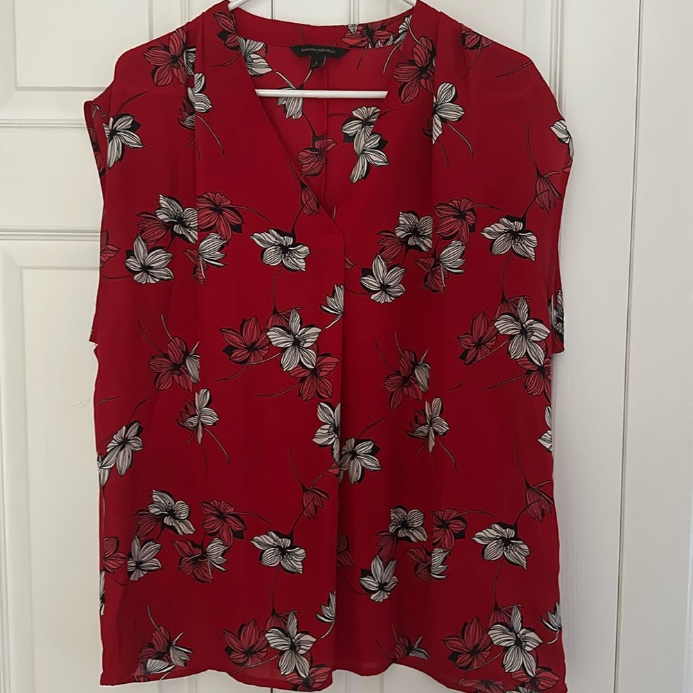 Banana Republic red floral blouse